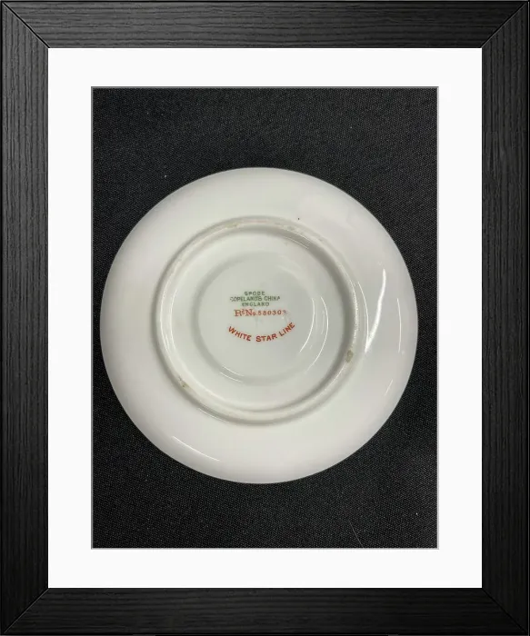 Framed Print : White Star Line, RMS Titanic, blue and gilt saucer (back) Framed Print : White Star Line, RMS Titanic, blue and gilt saucer (back)