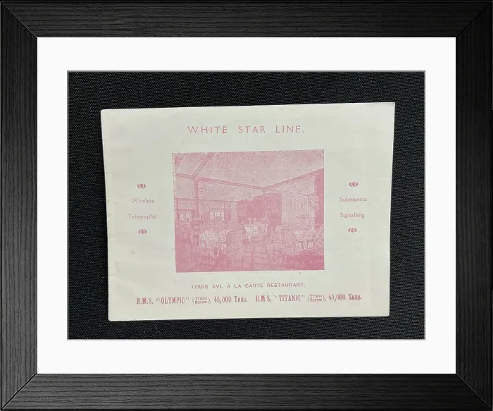 Framed Print : White Star Line, RMS Titanic, A La Carte Restaurant Framed Print : White Star Line, RMS Titanic, A La Carte Restaurant