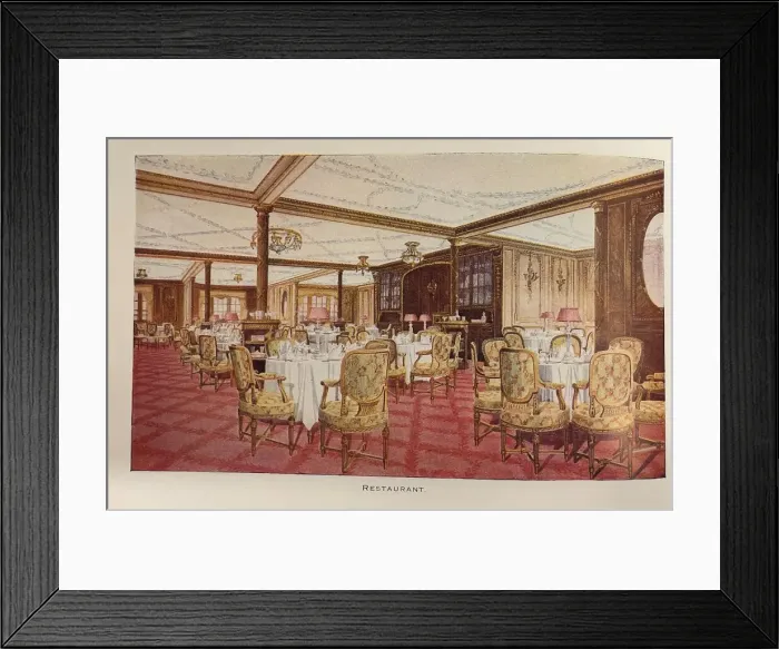 Framed Print : White Star Line, RMS Titanic, view of B Deck restaurant Framed Print : White Star Line, RMS Titanic, view of B Deck restaurant