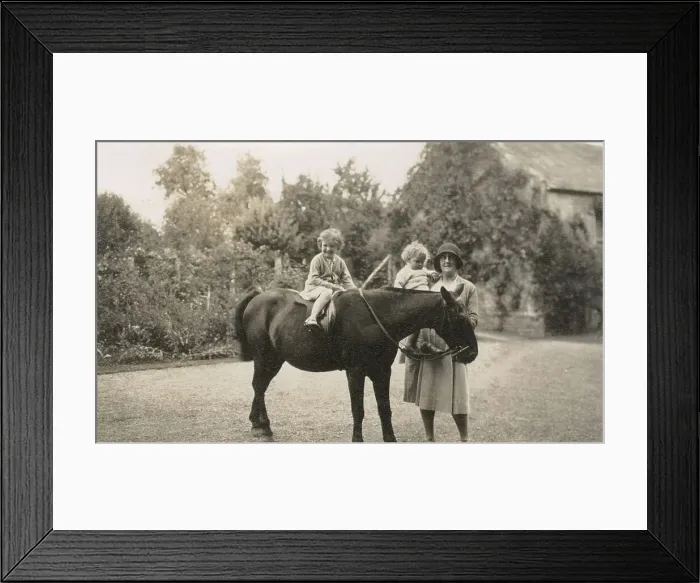 Framed Print : Two young children, a pony and their nurse - Oddington House Framed Print : Two young children, a pony and their nurse - Oddington House