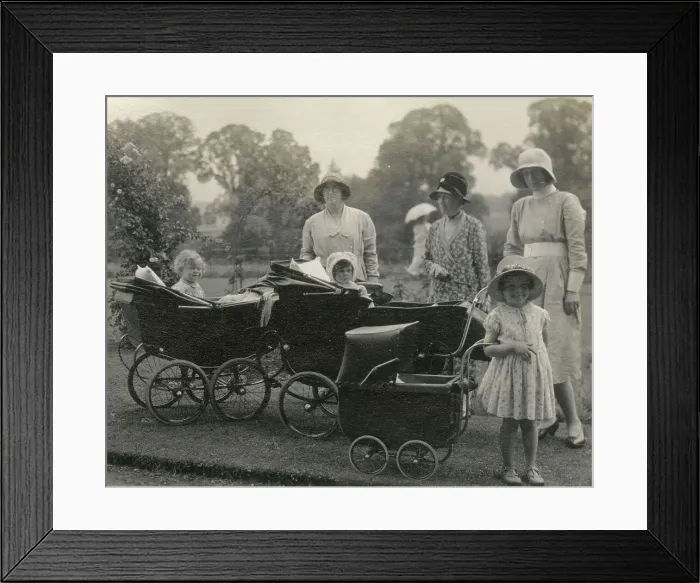 Framed Print : Children with their nurses and prams at Oddington House Framed Print : Children with their nurses and prams at Oddington House