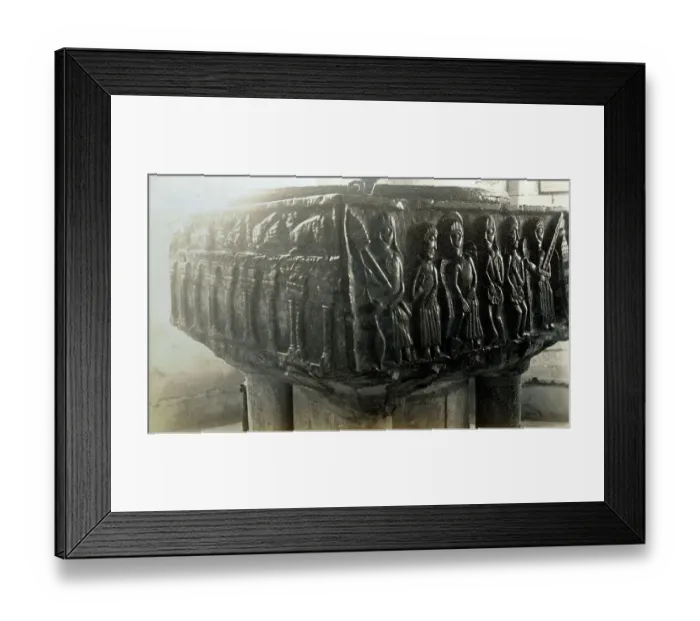 Framed Print : The Tournai font at East Meon Church, Hampshire Framed Print : The Tournai font at East Meon Church, Hampshire