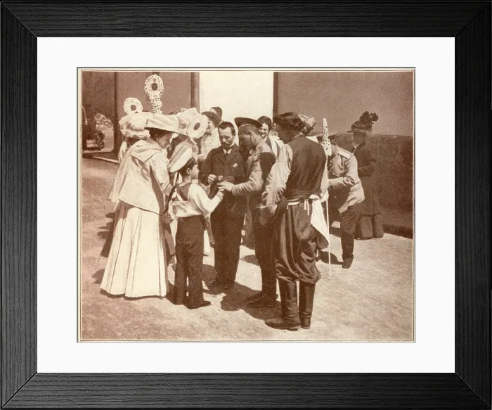 Framed Print : Tsarevich of Russia sells daisies to aid TB patients Framed Print : Tsarevich of Russia sells daisies to aid TB patients