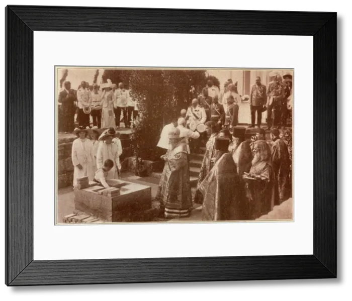 Framed Print : Tsarevich of Russia lays first stone of the Altar at Reval Framed Print : Tsarevich of Russia lays first stone of the Altar at Reval