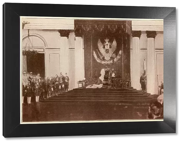 Tsar Nicholas II reading the Opening Decree to the Duma