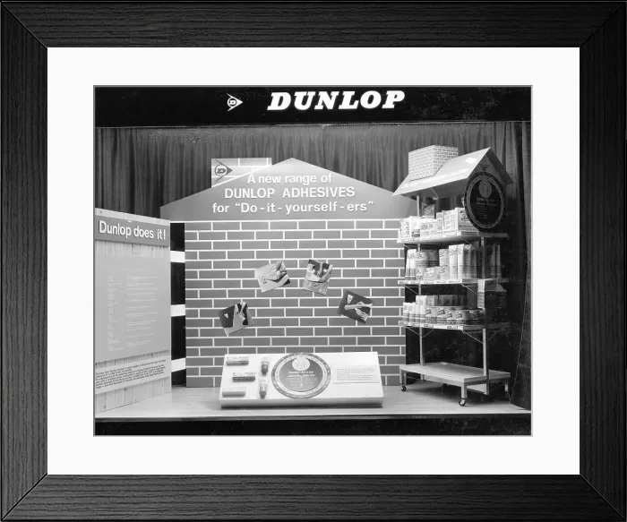 Framed Print : Dunlop adhesives window display Framed Print : Dunlop adhesives window display