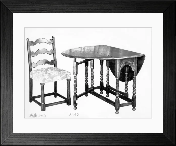 Framed Print : A drop-leaf table and chair Framed Print : A drop-leaf table and chair