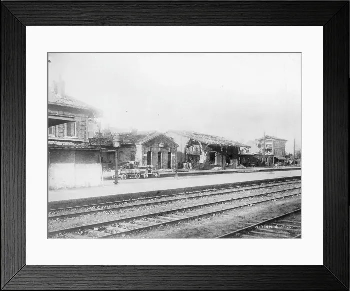 Framed Print : Bomb damage at Hirson railway station Framed Print : Bomb damage at Hirson railway station