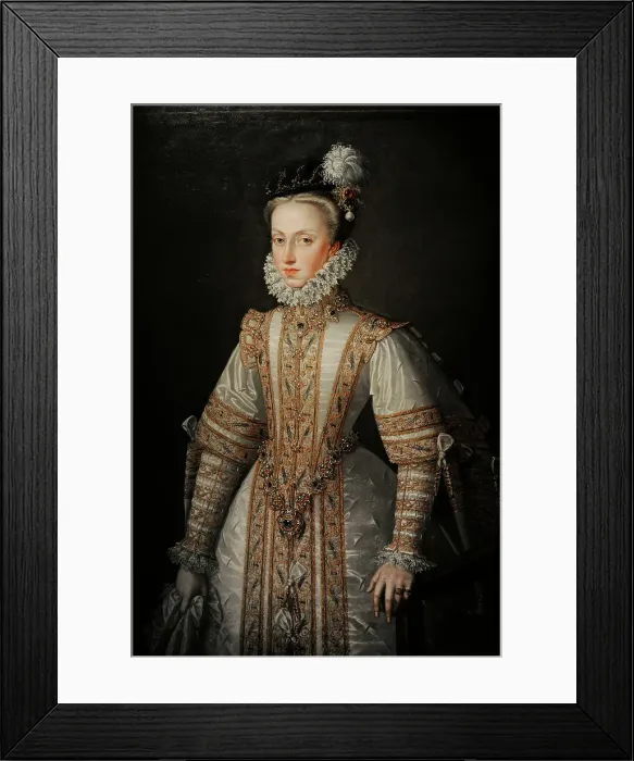 Framed Print : Anne of Austria, circa 1571, by Alonso Sanchez Coello Framed Print : Anne of Austria, circa 1571, by Alonso Sanchez Coello