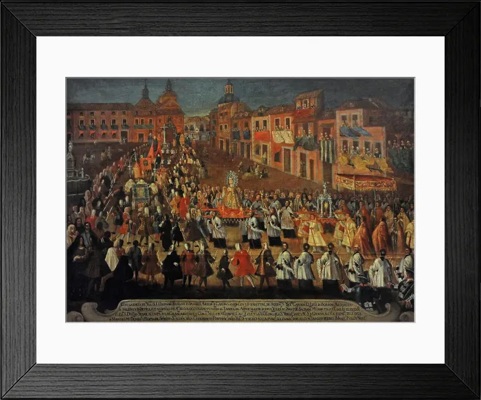 Framed Print : Procession of Our Lady of Grace in the Cebada Square, Madrid Framed Print : Procession of Our Lady of Grace in the Cebada Square, Madrid