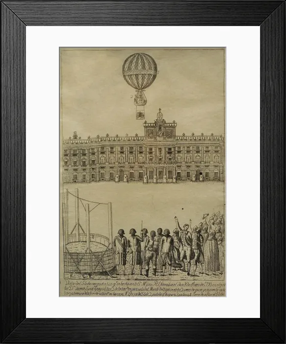 Framed Print : Balloon test flight by Vicente Lunardi (1754-1806)