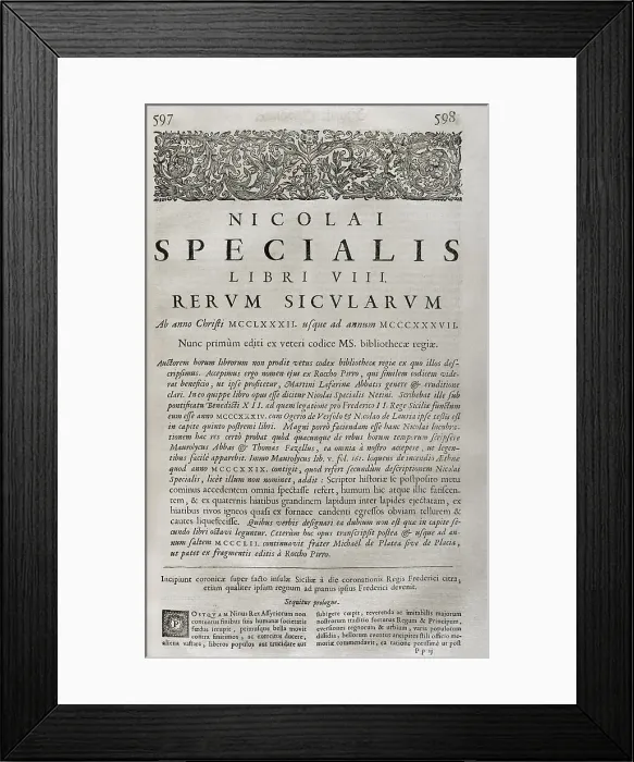 Framed Print : Rerum sicularum libri VIII, by Nicolai Specialis Framed Print : Rerum sicularum libri VIII, by Nicolai Specialis