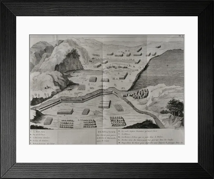 Framed Print : Gallic Wars. The Helvetii's attempt to cross the Rhine Framed Print : Gallic Wars. The Helvetii's attempt to cross the Rhine