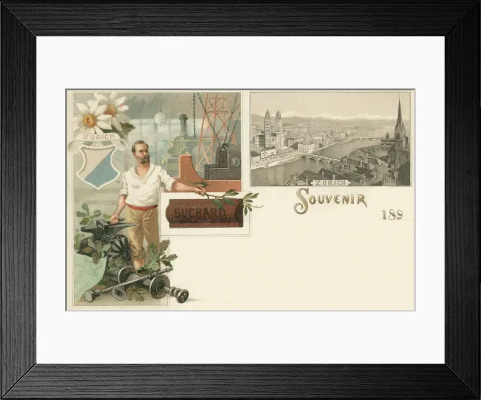 Framed Print : Souvenir / Advertising / Greetings postcard from Zurich Framed Print : Souvenir / Advertising / Greetings postcard from Zurich