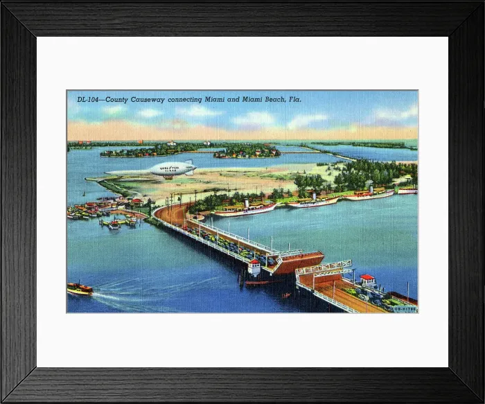Framed Print : County Causeway connecting Miamai and Miami Beach, Florida Framed Print : County Causeway connecting Miamai and Miami Beach, Florida