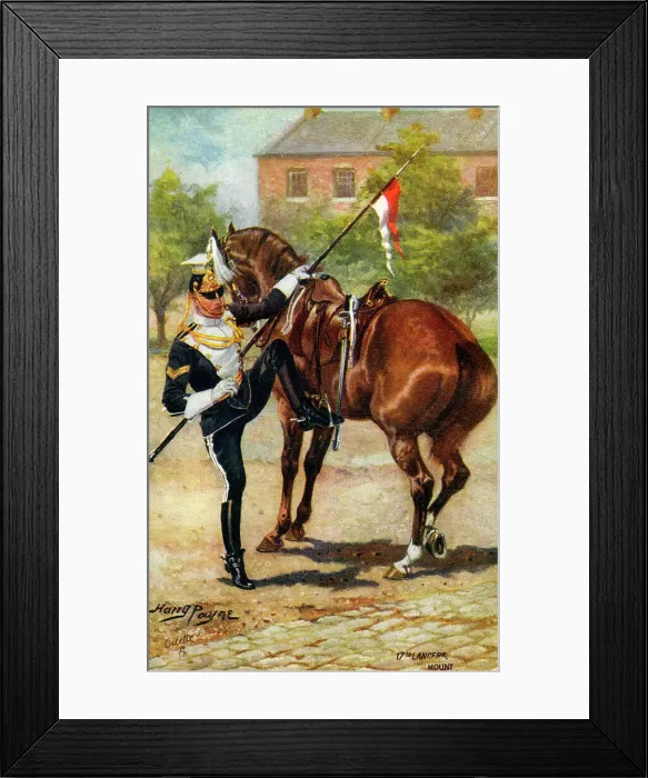 Framed Print : A despatch orderly mounting outside the troop stable Framed Print : A despatch orderly mounting outside the troop stable