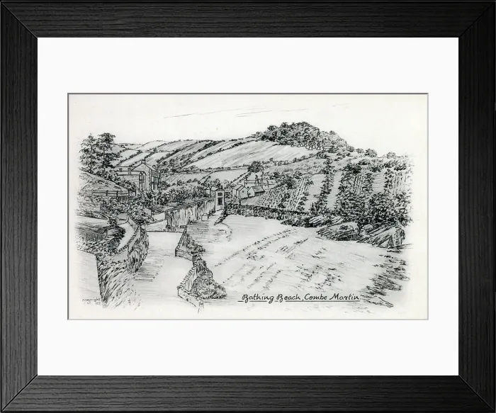 Framed Print : Bathing Beach, Combe Martin, Devon Framed Print : Bathing Beach, Combe Martin, Devon