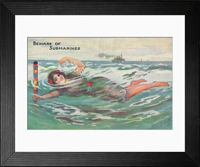 Framed Print : Beware of Submarines WW1 Framed Print : Beware of Submarines WW1