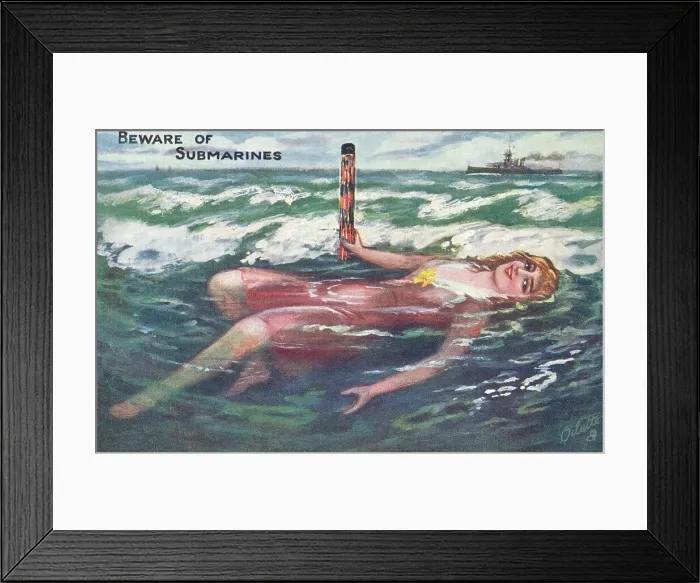 Framed Print : Beware of Submarines WW1 Framed Print : Beware of Submarines WW1