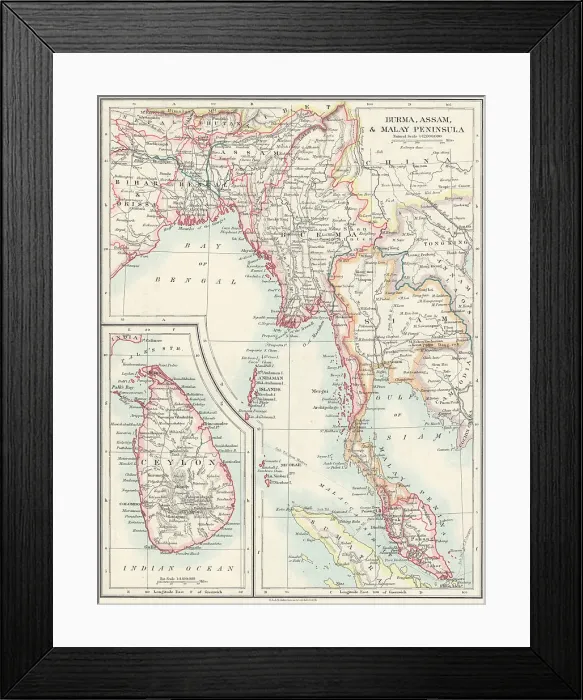 Framed Print : Map of Burma Framed Print : Map of Burma
