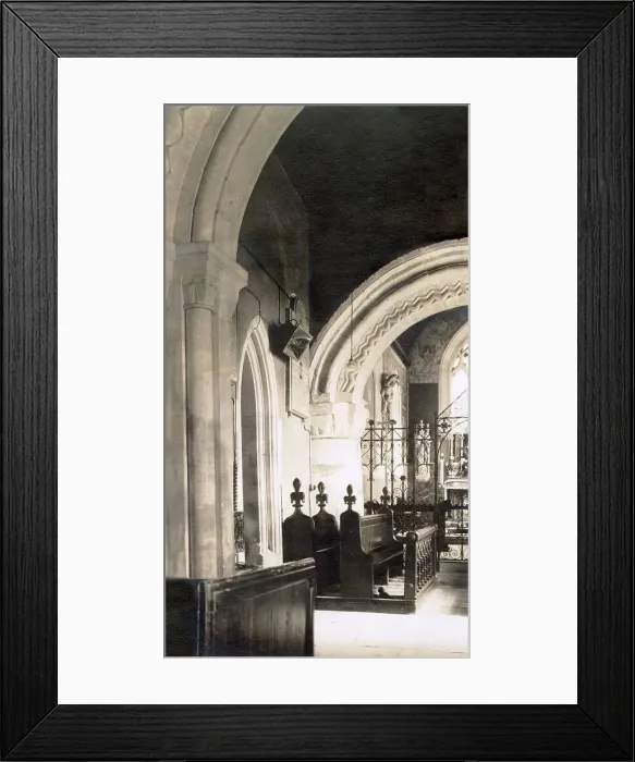Framed Print : Interior of St George's Church, looking NE, under the tower, in the village of Brockworth, Gloucestershire Date: 1930s Framed Print : Interior of St George's Church, looking NE, under the tower, in the village of Brockworth, Gloucestershire Date: 1930s