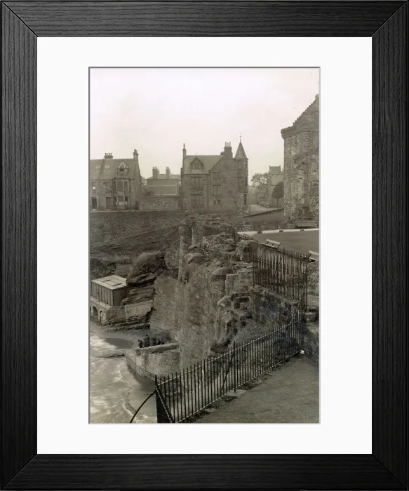 Framed Print : Ruins of the Castle, St Andrews, Fife, Scotland, showing the sea wall Date: 1930s Framed Print : Ruins of the Castle, St Andrews, Fife, Scotland, showing the sea wall Date: 1930s
