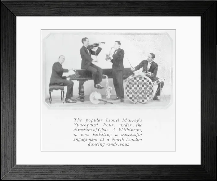 Framed Print : Lionel Murrey's Syncopated Four Jazz Band, December 1923 Framed Print : Lionel Murrey's Syncopated Four Jazz Band, December 1923