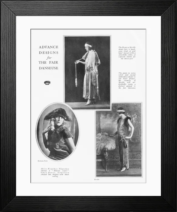 Framed Print : The fair Danseuse showing three London fashion outfits Framed Print : The fair Danseuse showing three London fashion outfits