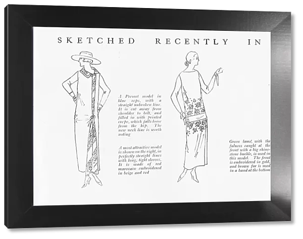 Three sketches of Parisian fashion models, December 1923
