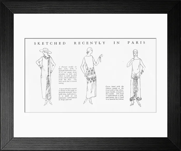 Framed Print : Three sketches of Parisian fashion models, December 1923 Framed Print : Three sketches of Parisian fashion models, December 1923