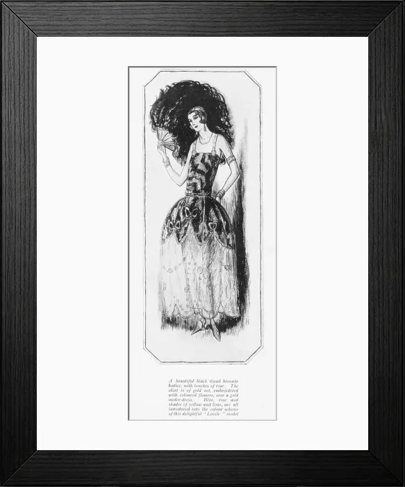 Framed Print : A sketch of a Lucile model dancing gown by G. Peres Framed Print : A sketch of a Lucile model dancing gown by G. Peres
