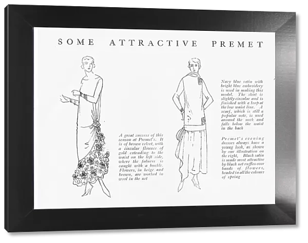 Three sketches of Parisian fashion models from Premet