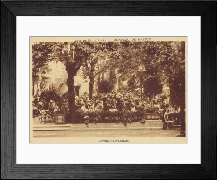 Framed Print : Garden open air restaurant of the Chateau de Madrid, Paris Framed Print : Garden open air restaurant of the Chateau de Madrid, Paris
