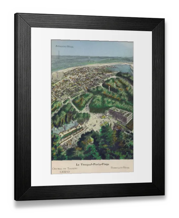 Framed Print : An aerial artists view of Le Touquet-Paris-Plage, 1920s Framed Print : An aerial artists view of Le Touquet-Paris-Plage, 1920s