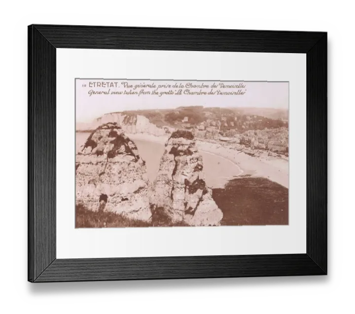 Framed Print : Etretat and the beach taken from La Chambre des Demoiselles Framed Print : Etretat and the beach taken from La Chambre des Demoiselles