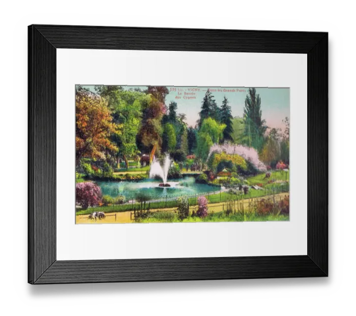 Framed Print : A view of Le Bassin des Cygnes (gardens and lake) at Vichy Framed Print : A view of Le Bassin des Cygnes (gardens and lake) at Vichy