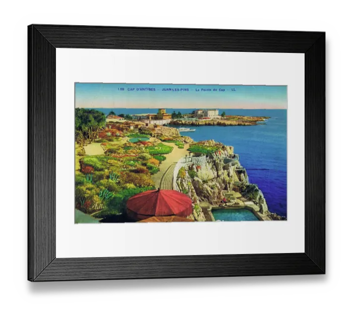 Framed Print : Cap D'Antibes (Juan Les Pins) from the pool at Eden Roc Framed Print : Cap D'Antibes (Juan Les Pins) from the pool at Eden Roc