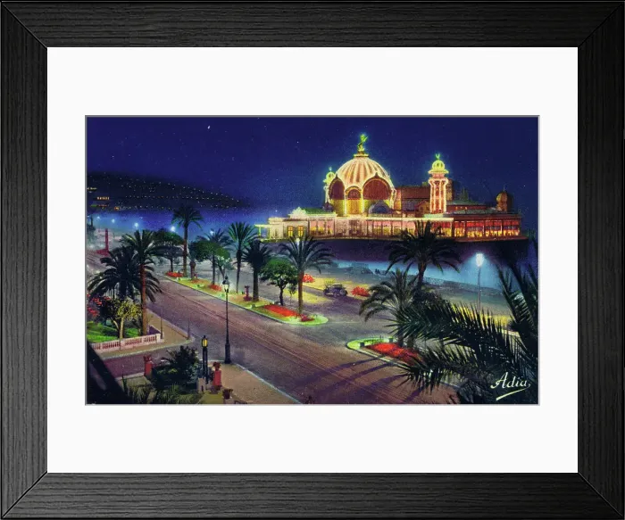 Framed Print : La Jetee Promenade on the Nice seafront lit up at night Framed Print : La Jetee Promenade on the Nice seafront lit up at night