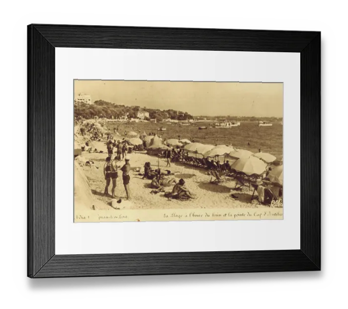 Framed Print : A view of the beach at La pointe du Cap D'Antibes, 1920s Framed Print : A view of the beach at La pointe du Cap D'Antibes, 1920s