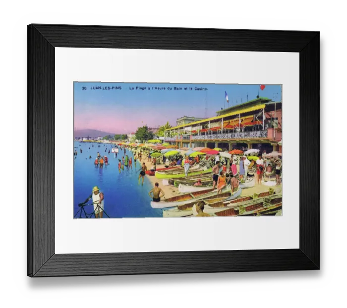 Framed Print : A view of the beach in front of the casino at Juan-le-Pins Framed Print : A view of the beach in front of the casino at Juan-le-Pins