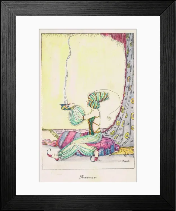Framed Print : Art deco sketch by C. E. Shand for Incense, 1920s Framed Print : Art deco sketch by C. E. Shand for Incense, 1920s