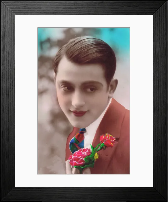 Framed Print : Postcard of effete French man, 1920s Framed Print : Postcard of effete French man, 1920s