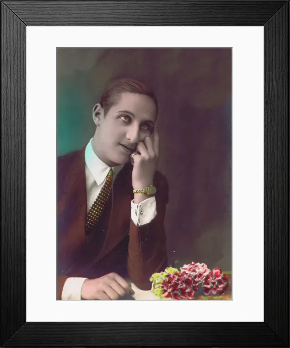 Framed Print : Postcard of effete French man, 1920s Framed Print : Postcard of effete French man, 1920s