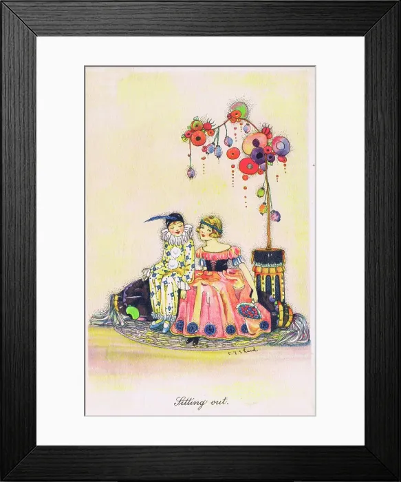 Framed Print : Art deco sketch by C. E. Shand for Sitting Out, 1920s Framed Print : Art deco sketch by C. E. Shand for Sitting Out, 1920s