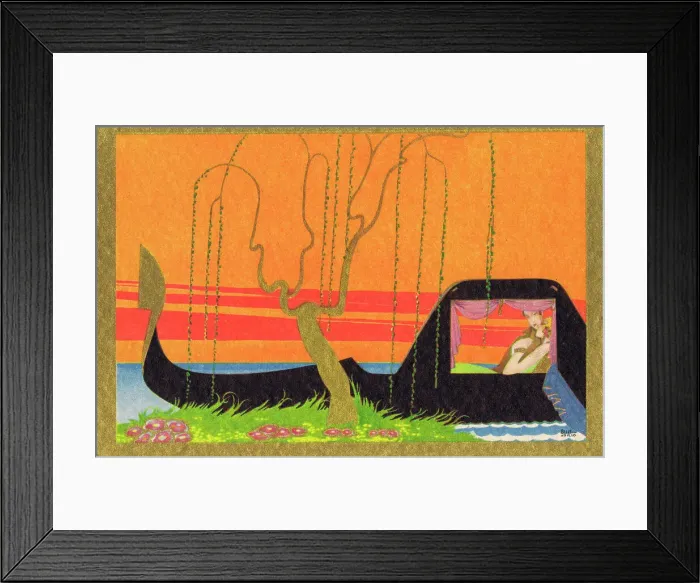 Framed Print : Postcard with a Venetian Gondelier theme, 1920s Framed Print : Postcard with a Venetian Gondelier theme, 1920s
