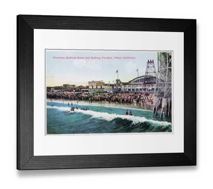 Framed Print : Everyday Bathing Scene and Bathing Pavilion, Venice Beach Framed Print : Everyday Bathing Scene and Bathing Pavilion, Venice Beach