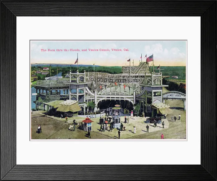 Framed Print : Race Thru the Clouds ride and Venice Canals, Venice Beach Framed Print : Race Thru the Clouds ride and Venice Canals, Venice Beach