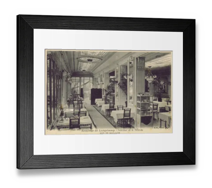 Framed Print : Interior of the Veranda Ermitage de Longchamp, Paris, 1920s Framed Print : Interior of the Veranda Ermitage de Longchamp, Paris, 1920s
