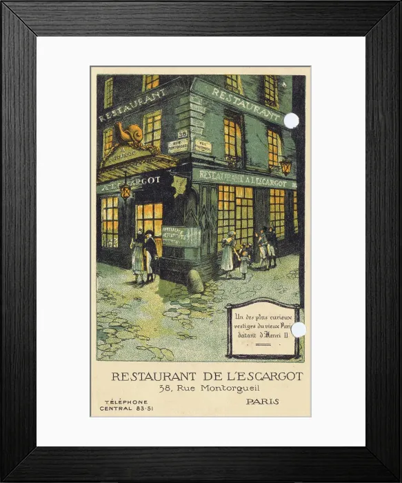Framed Print : Restaurant de L'Escargot, 38 Rue Montorgueil, Paris Framed Print : Restaurant de L'Escargot, 38 Rue Montorgueil, Paris