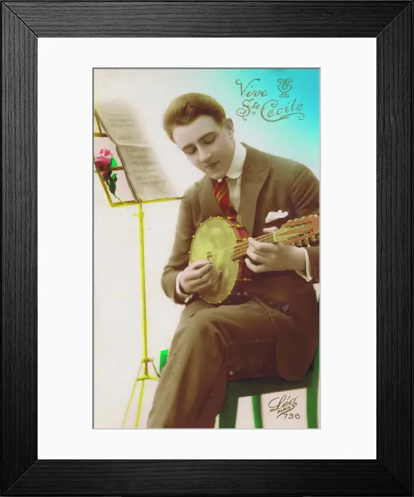 Framed Print : A young man playing the Banjolele, Paris, 1920s Framed Print : A young man playing the Banjolele, Paris, 1920s